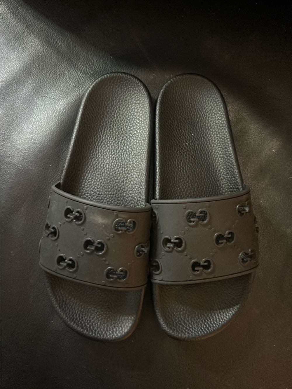 Gucci Black Interlocking G Slide Sandals